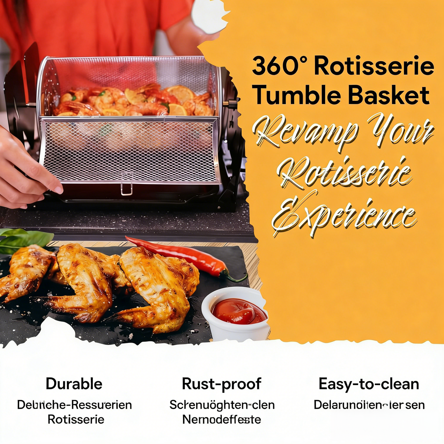 🎁 Lagerausverkauf 🏆 10.000 diese Woche verkauft ✨ Ultimatives Rotisserie-Grill-Bundle | Vielseitiges, umweltfreundliches Kochen für Outdoor & Küche